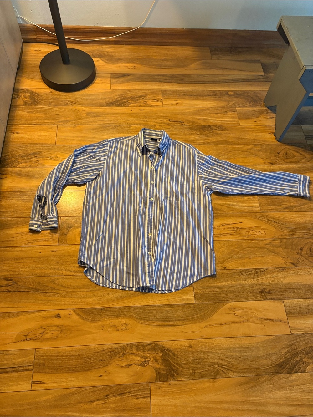Blue & White striped cotton big shirt